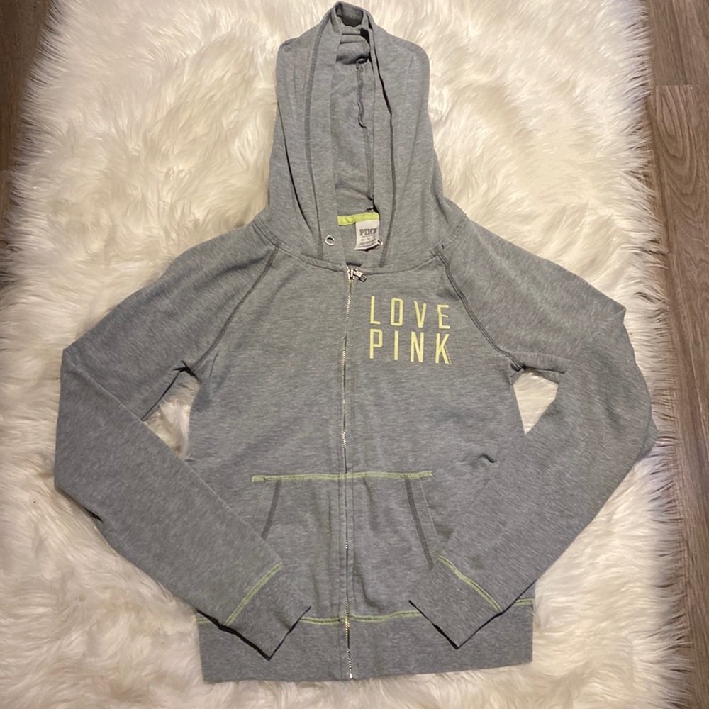 Victoria's Secret Love Pink Grey Hoodie Hooded Sweater Women's Size xsmall